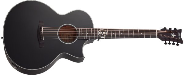 Regulo Caro-7 7-String Acoustic / Electric Guitar, Satin Black