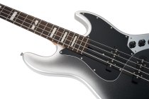 4-String Electric Bass with Deluxe Gig Bag, High-Gloss Metallic Dark Silver Finish