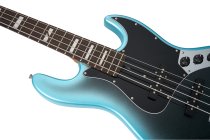 4-String Electric Bass with Deluxe Gig Bag, High-Gloss Metallic Dark Blue Finish