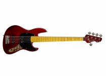 5-String GV GLOXY GOG Series Passive Electric Bass MP FC With Gig Bag, Red Passion