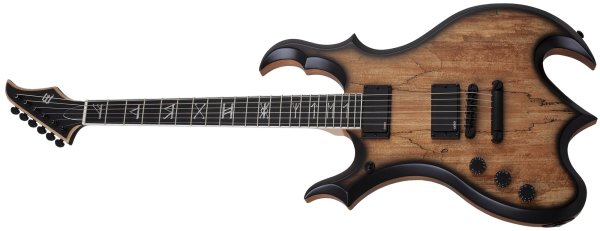 Wylde Audio Wrathmaker Left-Handed Electric Guitar, Spalted Maple with Black Burst