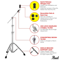 Single-Braced Boom Cymbal Stand with Quick Release WingLoc