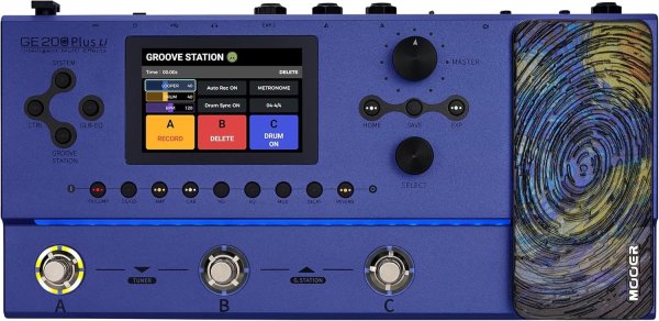 Guitar Multi-Effects Processor with Rechargeable Battery, LED Ambient Light, USB MIDI Control