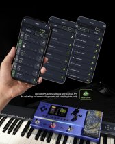 Guitar Multi-Effects Processor with Rechargeable Battery, LED Ambient Light, USB MIDI Control