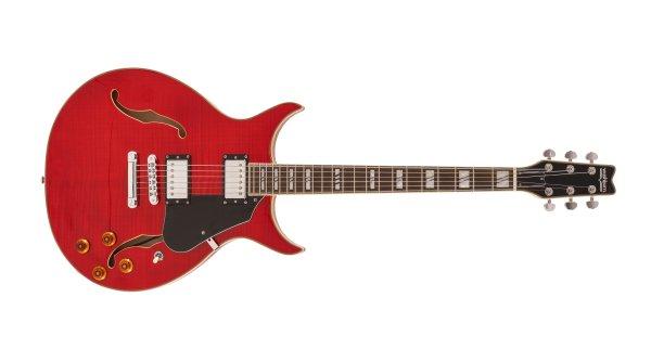 Semi-Hollow Electric Guitar, Transparent Red