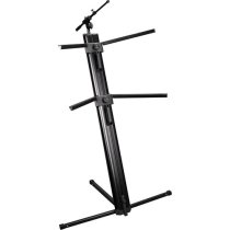 Column-Style Keyboard Stand with Mic Boom Arm and Gig Bag, Black