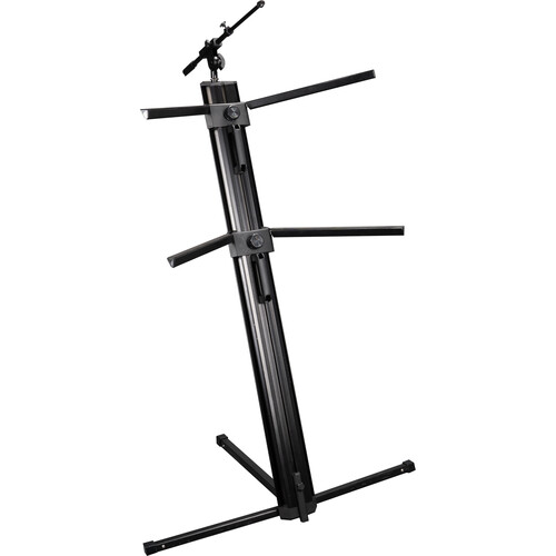 Column-Style Keyboard Stand with Mic Boom Arm and Gig Bag, Black