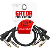12″ Composer Flat Patch Cable with Right-Angle 1/4″ Male Connectors (3-Pack)