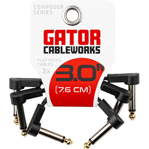 3" Composer Flat Patch Cable with Right-Angle 1/4" Male Connectors (3-Pack)