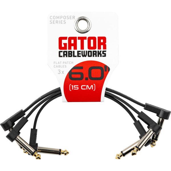 6" Composer Flat Patch Cable with Right-Angle 1/4" Male Connectors (3-Pack)