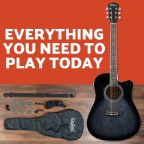 Okoume Body Dreadnought Acoustic / Electric Guitar Pack With Built-In Tuner, Transparent Black Burst