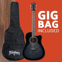Okoume Body Dreadnought Acoustic / Electric Guitar Pack With Built-In Tuner, Transparent Black Burst