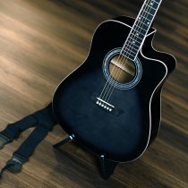 Okoume Body Dreadnought Acoustic / Electric Guitar Pack With Built-In Tuner, Transparent Black Burst