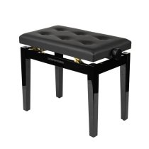 Deluxe Height Adjustable Piano Bench, Black