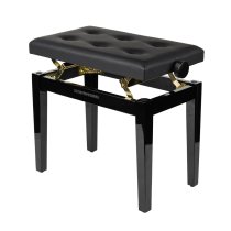 Deluxe Height Adjustable Piano Bench, Black