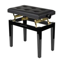 Deluxe Height Adjustable Piano Bench, Black