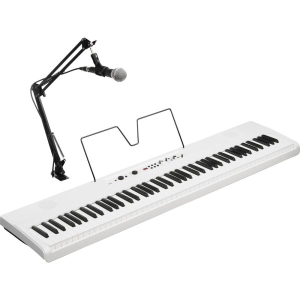 Liano Live 88-Key Digital Piano with Light Touch Action & Microphone, White