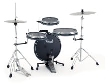 Compact Traveler 2-Piece Drum Kit with Slim 18″ Bass Drum & Carry Bag, Machine Grey