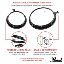 Limited-Edition Compact Traveler 2-piece Expansion Pack With 10" & 14" Toms, Machine Grey