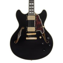 Excel DC Double Cutaway Electric Guitar with Gig Bag, Solid Black