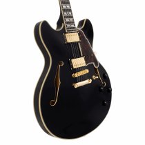 Excel DC Double Cutaway Electric Guitar with Gig Bag, Solid Black
