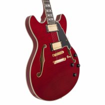 Excel DC Double Cutaway Electric Guitar with Gig Bag, Trans Cherry