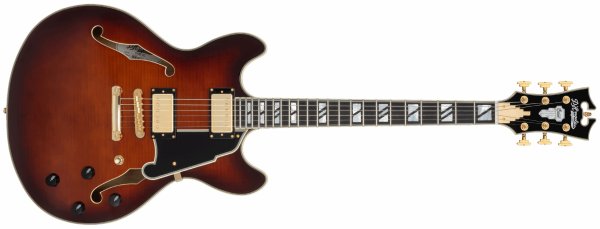 Excel DC Double Cutaway Electric Guitar with Gig Bag, Amaretto Burst