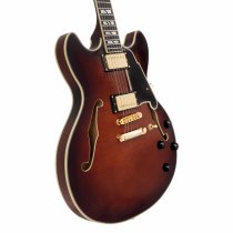 Excel DC Double Cutaway Electric Guitar with Gig Bag, Amaretto Burst