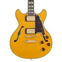 Excel Mini DC Double Cutaway Electric Guitar with Gig Bag, Amber