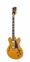 Excel Mini DC Double Cutaway Electric Guitar with Gig Bag, Amber