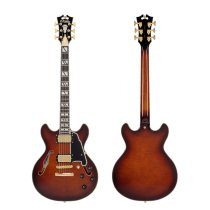 Excel Mini DC Double Cutaway Electric Guitar with Gig Bag, Amaretto Burst