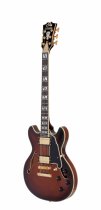 Excel Mini DC Double Cutaway Electric Guitar with Gig Bag, Amaretto Burst