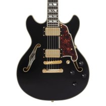 Excel Mini DC Double Cutaway Electric Guitar with Gig Bag, Solid Black