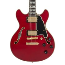 Excel Mini DC Double Cutaway Electric Guitar with Gig Bag, Trans Cherry