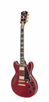 Excel Mini DC Double Cutaway Electric Guitar with Gig Bag, Trans Cherry