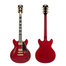 Excel Mini DC Double Cutaway Electric Guitar with Gig Bag, Trans Cherry