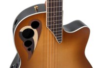 Celebrity Deluxe Acoustic/Electric Guitar, Vintage Peach Burst Satin