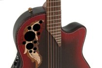 Adamas Acoustic-Electric Guitar Deep Contour Cutaway with Case, Reverse Red Burst