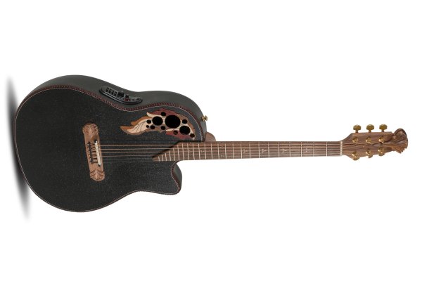 Adamas Acoustic-Electric Guitar Deep Contour Cutaway with Case, Black