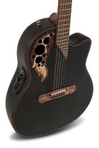 Adamas Acoustic-Electric Guitar Deep Contour Cutaway with Case, Black