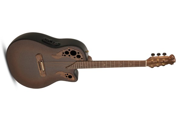 Adamas Acoustic-Electric Guitar Deep Contour Cutaway with Case, Reverse Brown Burst