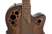 Adamas Acoustic-Electric Guitar Deep Contour Cutaway with Case, Reverse Brown Burst