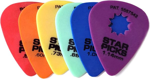 Star Picks Delrin Guitar Picks - Mixed Gauge (72 Pack)