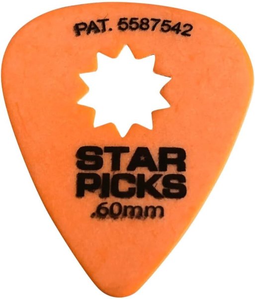 Star Picks Delrin Guitar Picks Blister Pack - .60mm Orange (12 Pack)