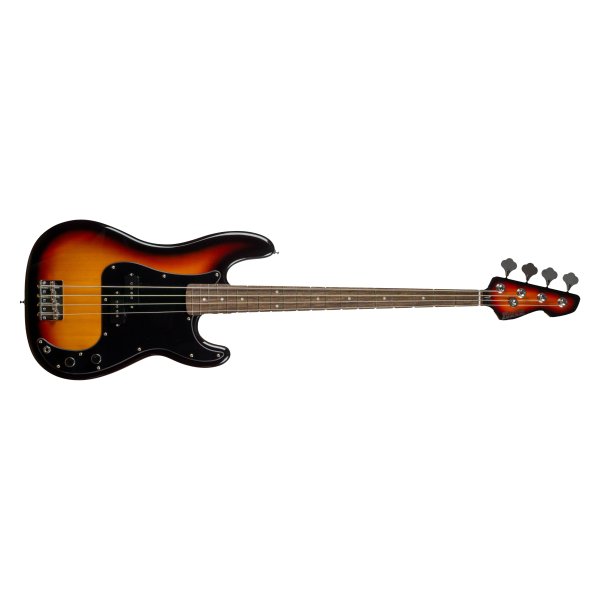 P-Style 4-String Electric Bass with Gigbag and Strap, 3-Tone Sunburst