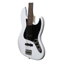 J-Style 4-String Electric Bass with Gigbag and Strap, White