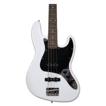 J-Style 4-String Electric Bass with Gigbag and Strap, White