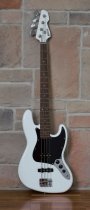 J-Style 4-String Electric Bass with Gigbag and Strap, White