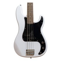 P-Style 4-String Electric Bass with Gigbag and Strap, White