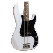 P-Style 4-String Electric Bass with Gigbag and Strap, White